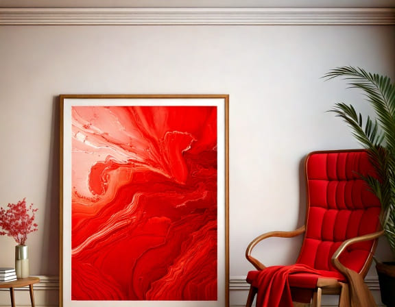 Cuadro perfecto según tu personalidad de estilo abstracto en tonos rojos intensos, ideal para personalidades apasionadas.